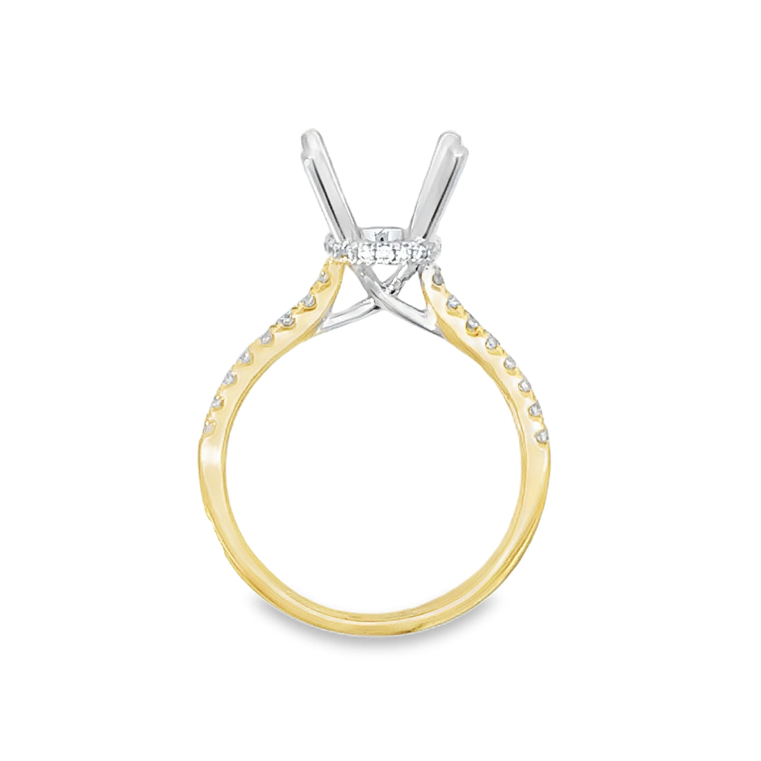 18kt Tu-Tone Gold Hidden Halo Natural Diamonds Semi-Mount Ring (0.31ct)