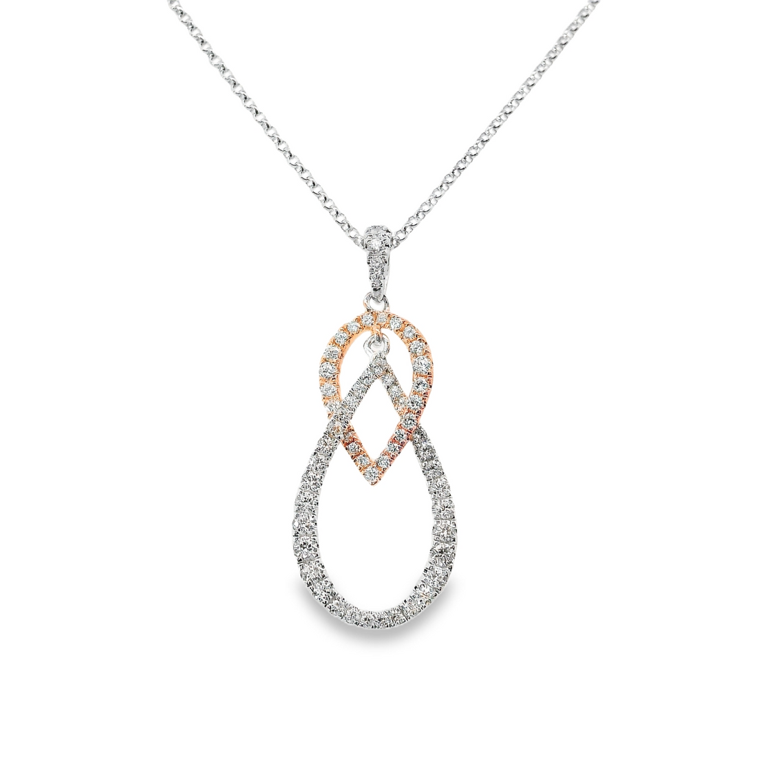 18kt Two-Tone White and Rose Gold Natural Round Diamond Pendant (.46ct)