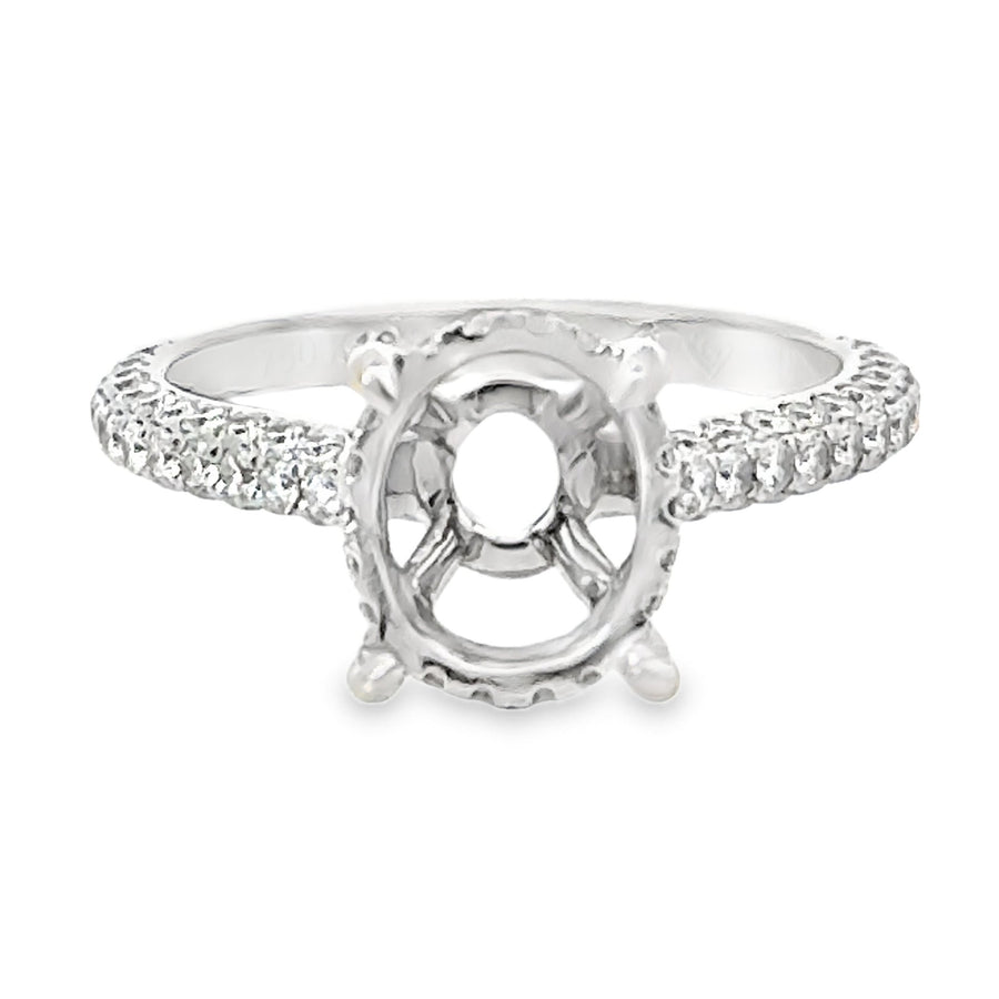 18K White Gold Natural Diamond Semi-Mount Ring (.65ct)