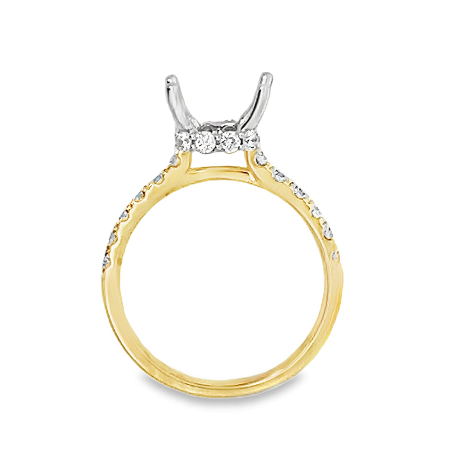 18kt Tu-Tone Gold Hidden Halo Natural Diamonds Semi-Mount Ring (0.69ct)