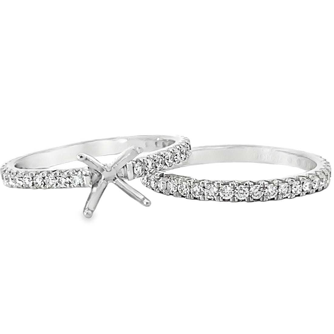 18kt White Gold Natural Diamond Wedding Ring Set (0.79ct)