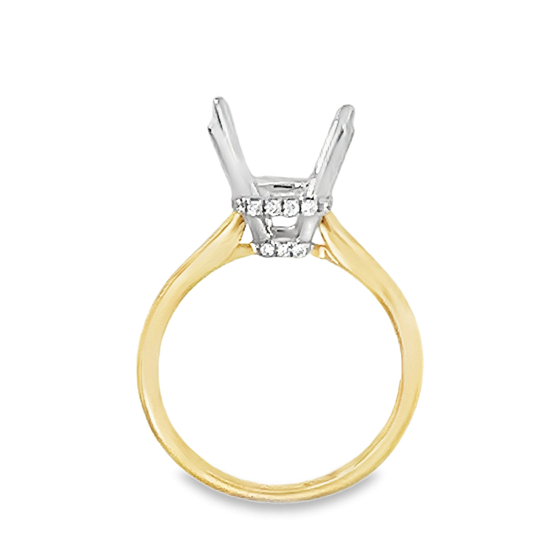 18kt Tu-Tone Gold Hidden Halo Natural Diamonds Semi-Mount Ring (0.18ct)