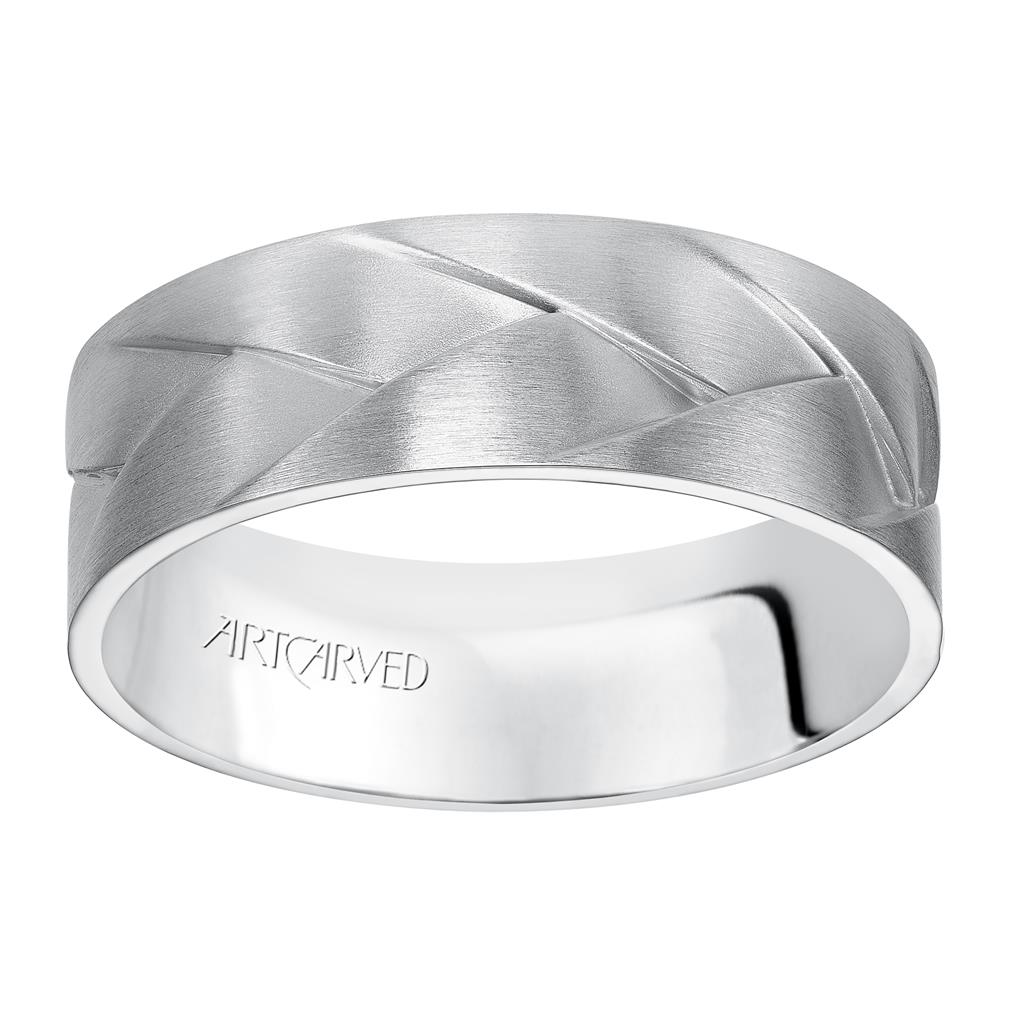 Artcarved 14kt White Gold 7mm Interwoven Design Satin Finish Wedding Band