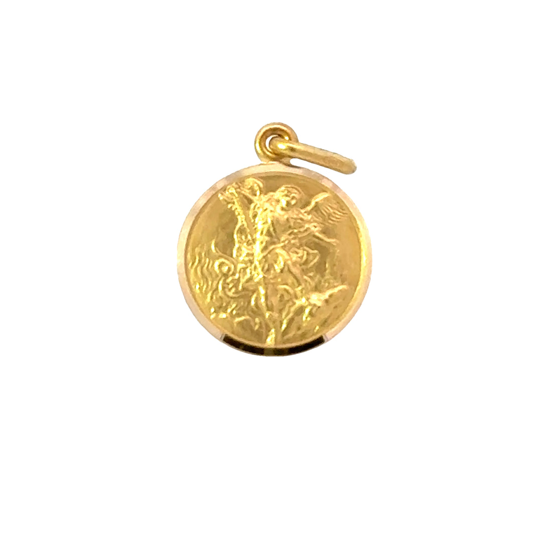 18K Yellow Gold 15mm St. Michael Medal Pendant (2.69g)