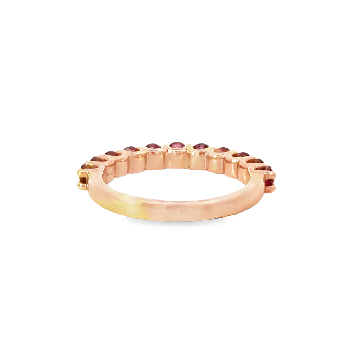 18kt Rosé Gold Round Natural Rubies and Ring (1.29ct)