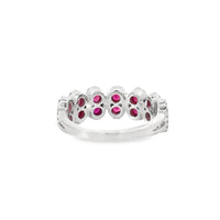 18kt White Gold Round Natural Rubies and Round Natural Diamonds Ring (1.16ct)