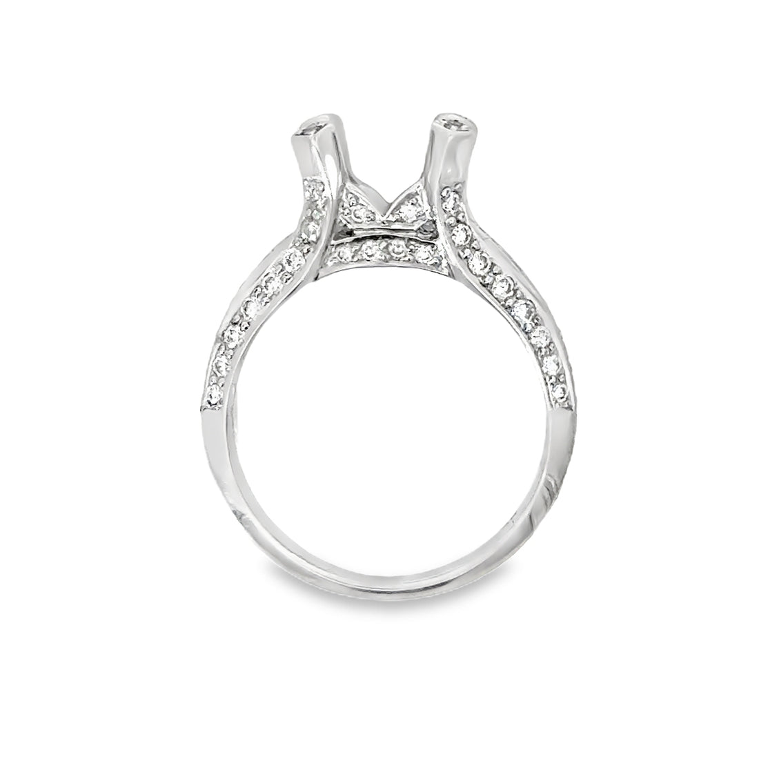 18kt White Gold Pave Natural Diamonds Semi-Mount Ring (0.58ct)