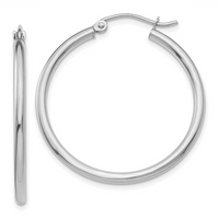 14K White Gold 30mm Hoop Earrings