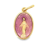 18kt Yellow Gold Italian Made Miraculous Medal With Enameled Front (2.19g)