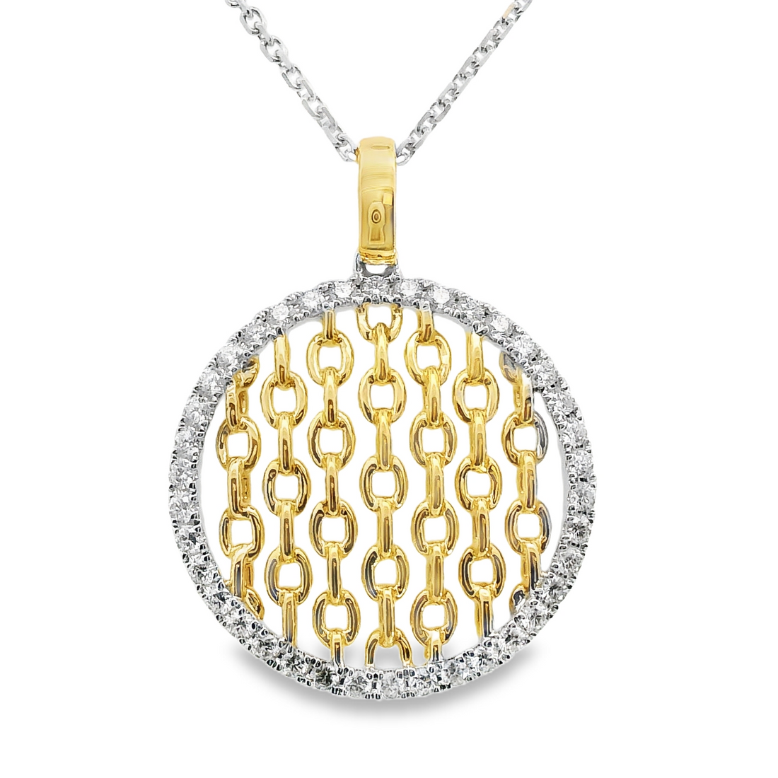 18kt Yellow Gold Natural Round Diamond Circle Pendant (.37ct)