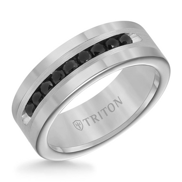 Artcarved Gray Tungsten and Silver Gent's Ring (.54ct)
