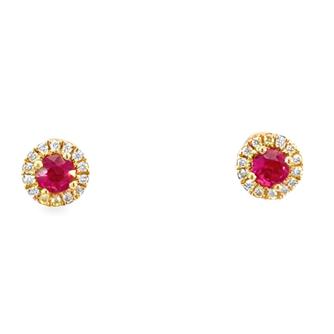 18kt Rosé Gold Diamond and Natural Ruby Earrings (.33ct)