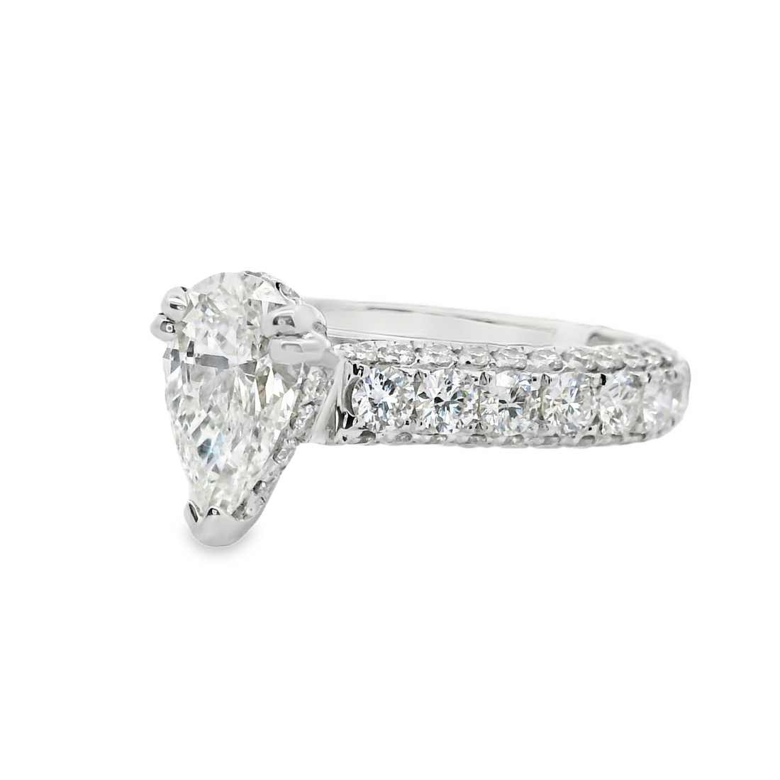 18kt White Gold Natural Pear Brilliant Diamond Engagement Ring (2.59ct)
