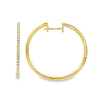 18kt Yellow Gold Natural Round Diamond Large Hoop Earrings (.50ct)