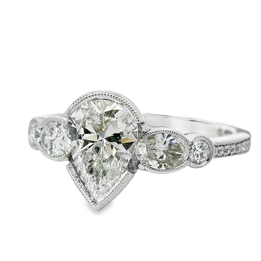18kt White Gold Natural Pear Diamond Engagement Ring (1.62ct)
