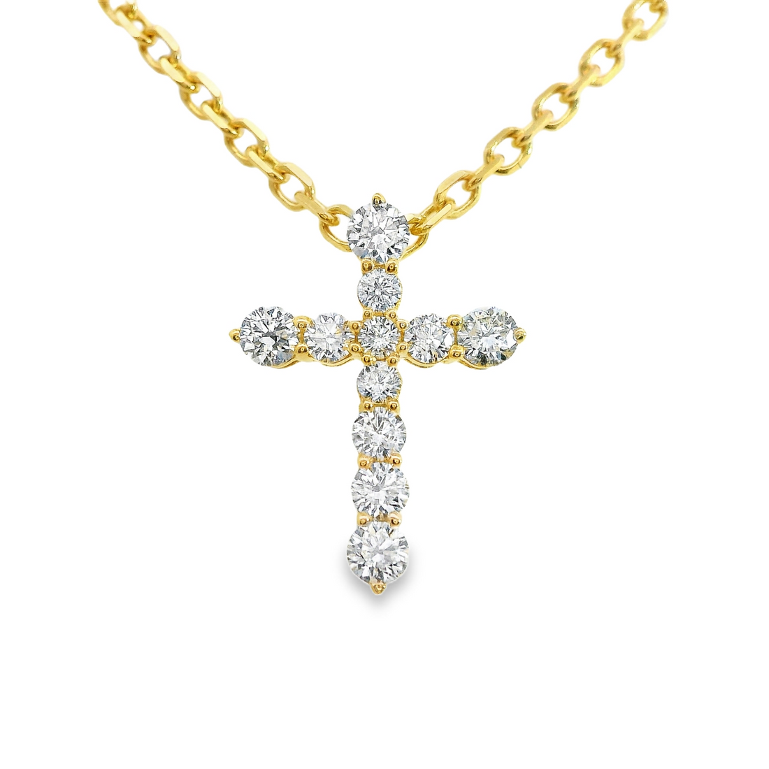 18kt Yellow Gold Natural Round Diamond Cross Pendant (.34ct)