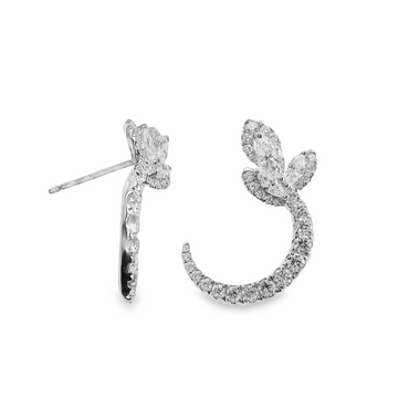 18kt White Gold Marquise Diamond Medium Hoop Earrings (1.06ct)