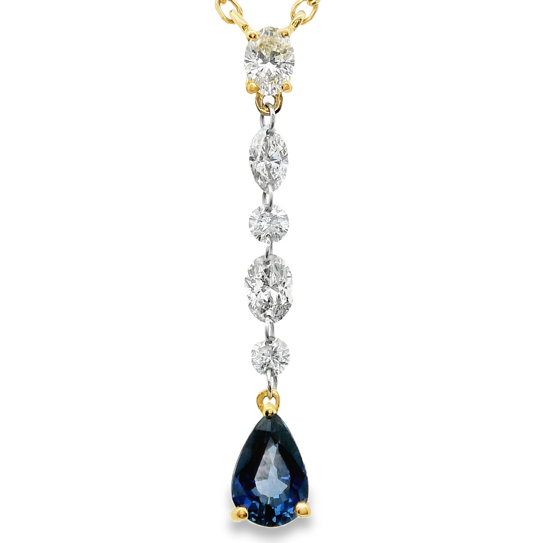 18kt Yellow Gold Natural Diamonds And Natural Sapphire Pendant (0.87ct)