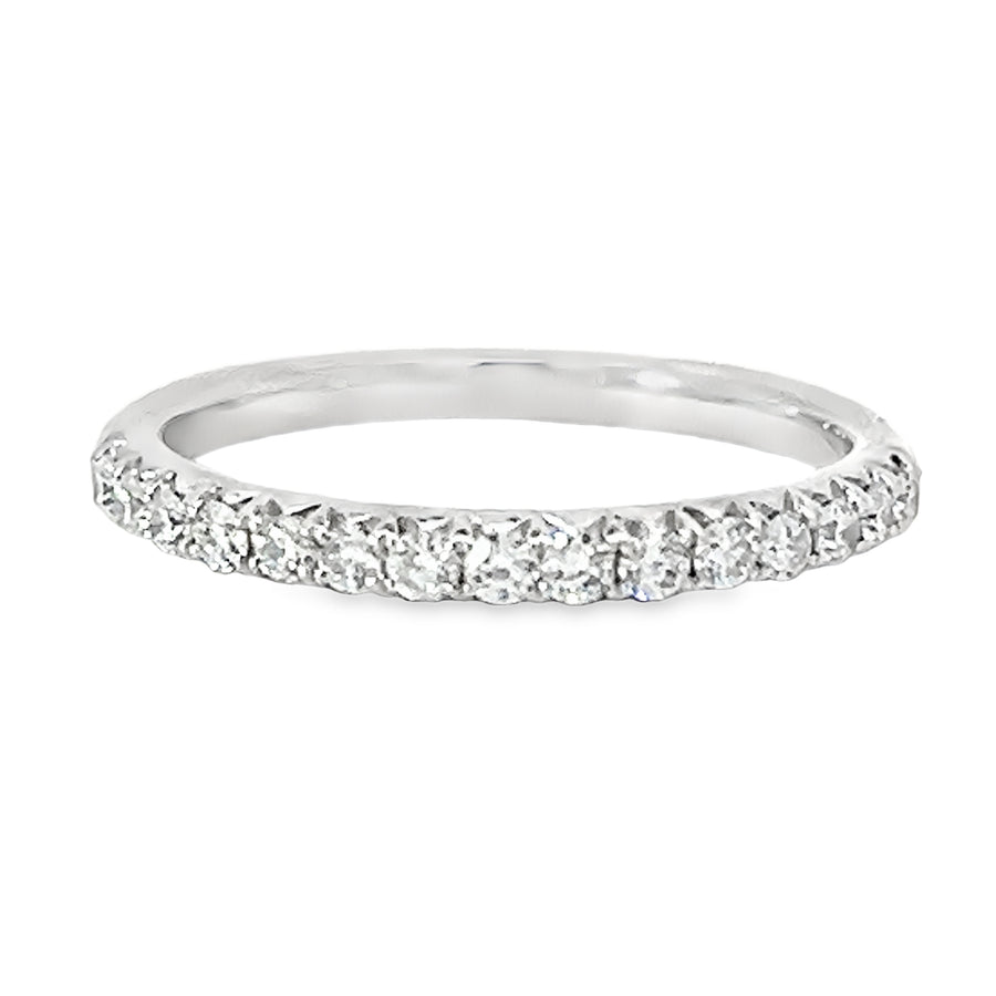 18kt White Gold Diamond French Pave Wedding Ring (0.3ct)