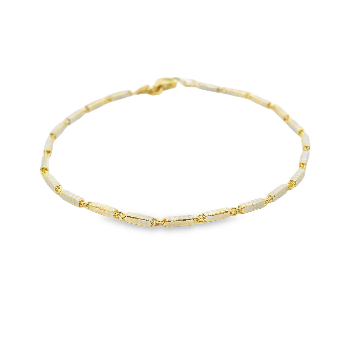 14kt Two-Tone 7" 1.6mm Fancy Link Bracelet (3.3g)