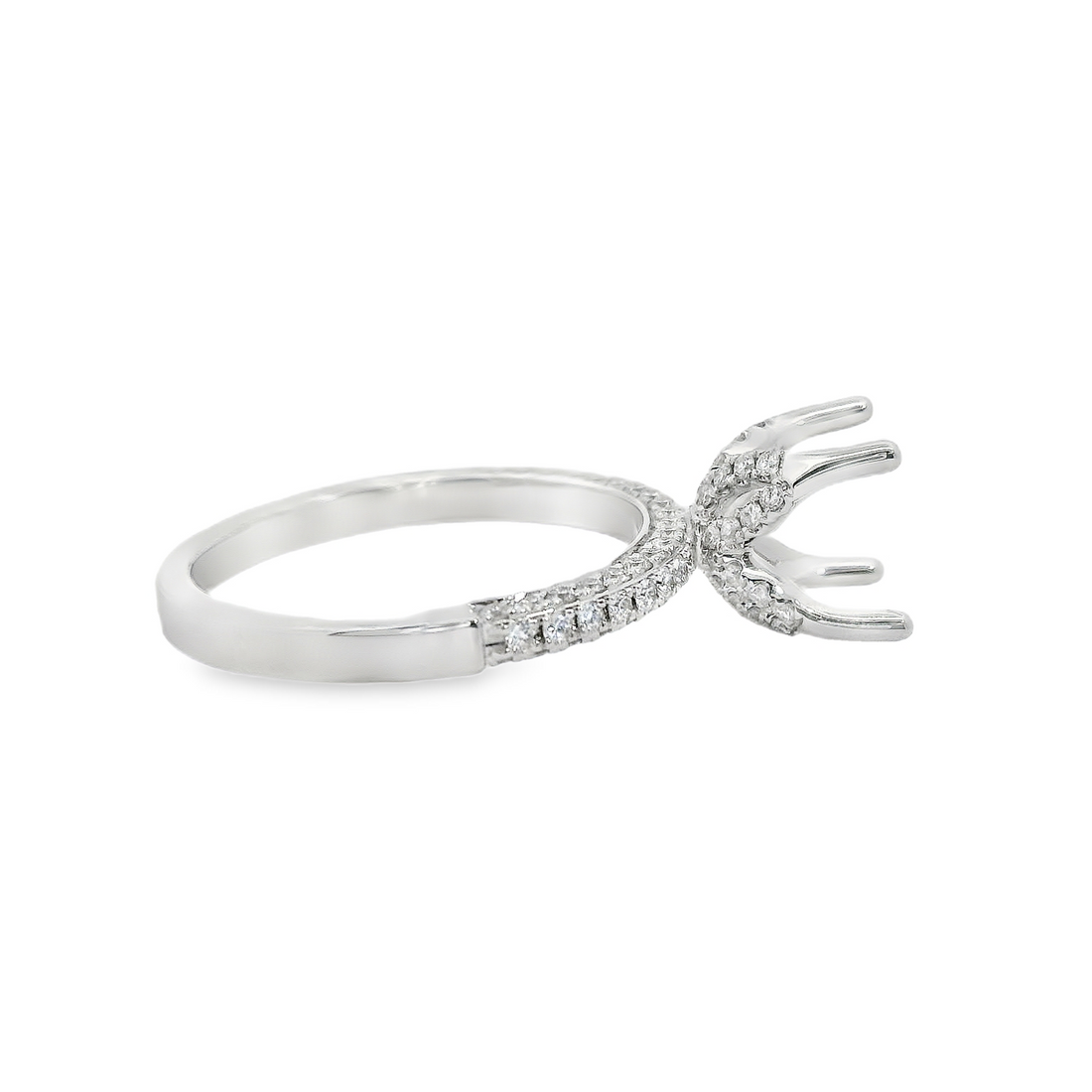 18kt White Gold Natural Round Diamond Semi-Mount Ring (.51ct)