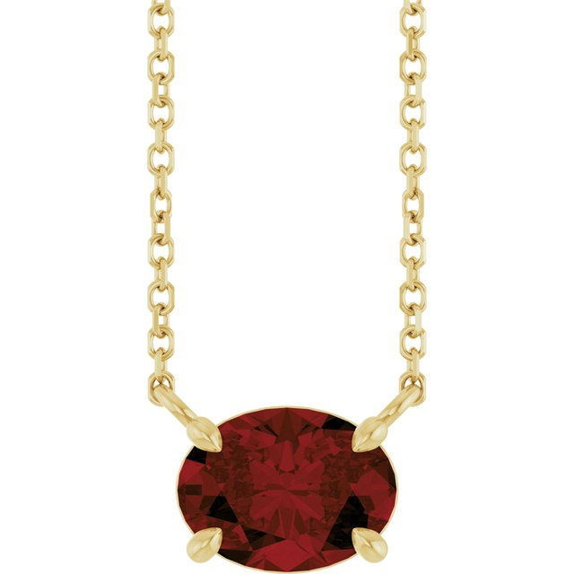 14kt Yellow Gold Natural Mozambique Oval Garnet Pendant (1.50ct)