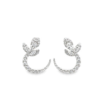 18K White Gold Medium Hoop Diamond Earrings (.62ct)