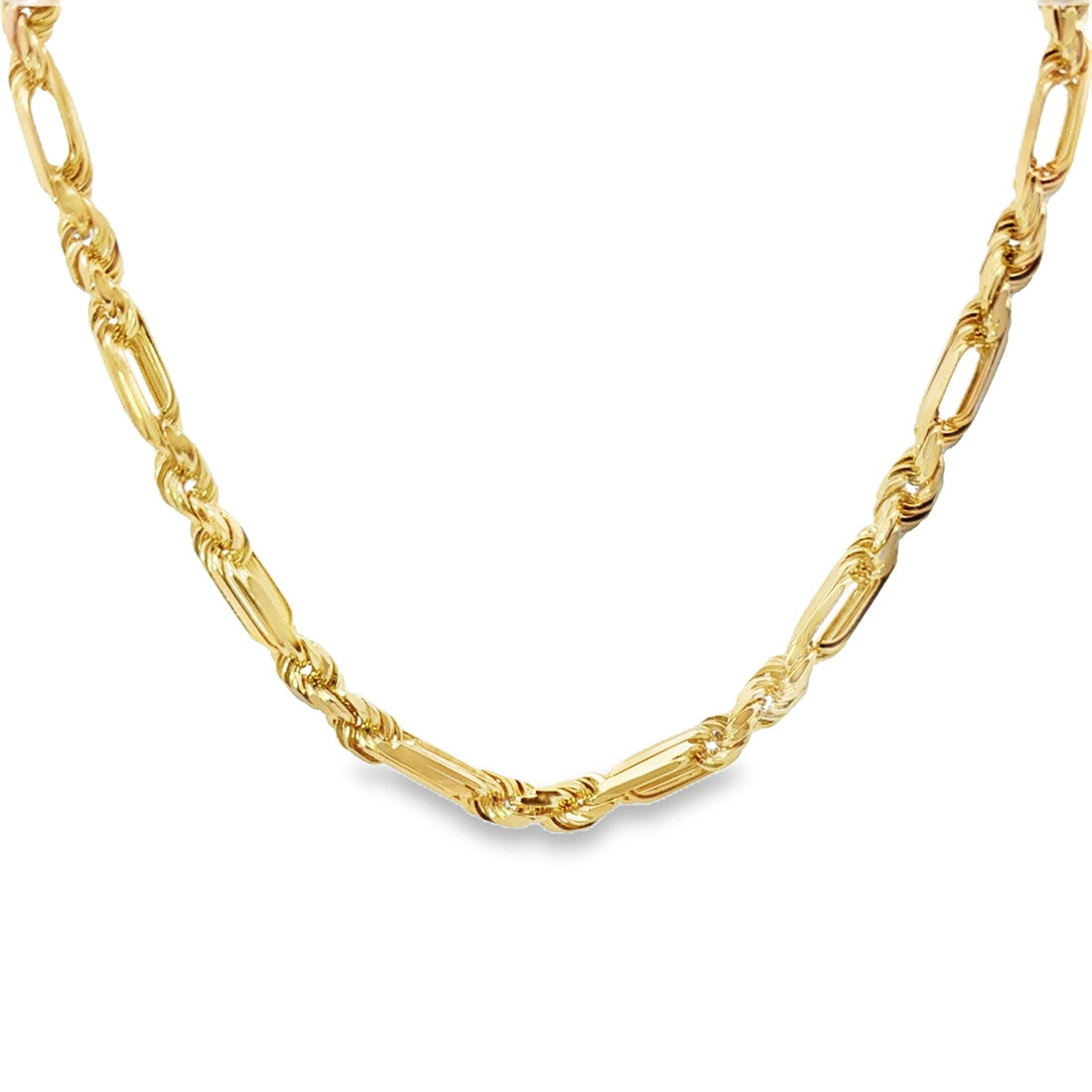 18kt Yellow Gold 28" 7.5mm Italian Made Figarope Chain (164g)