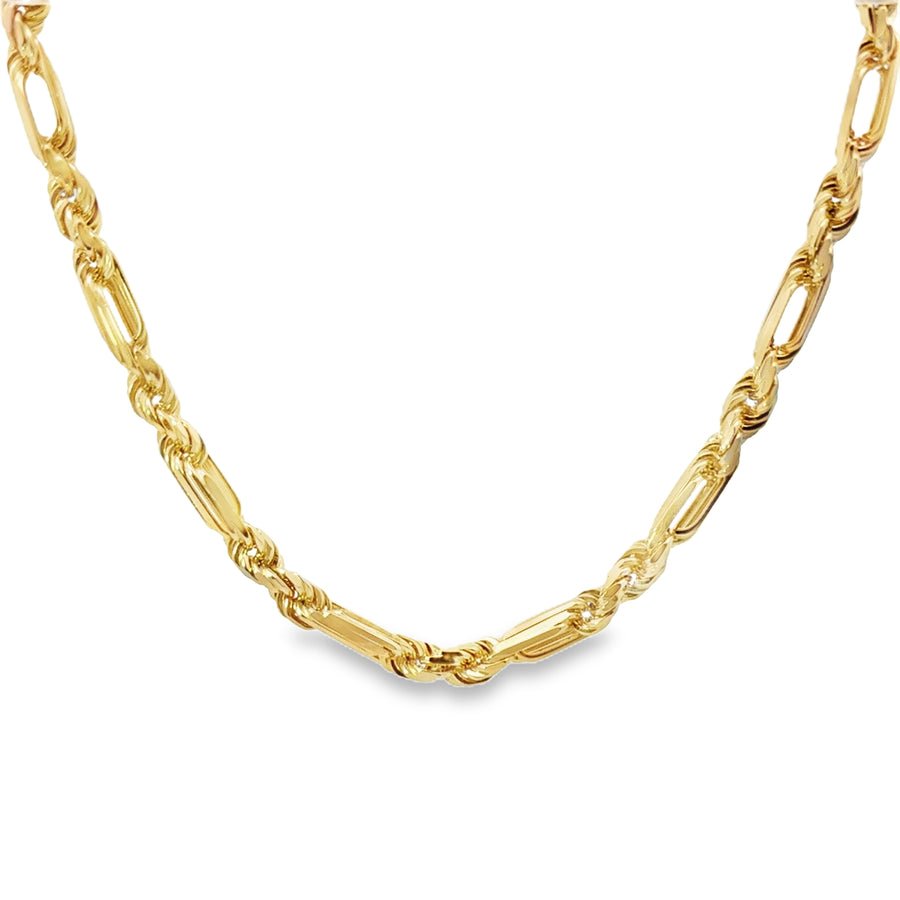 18kt Yellow Gold 28" 7.5mm Italian Made Figarope Chain (164g)
