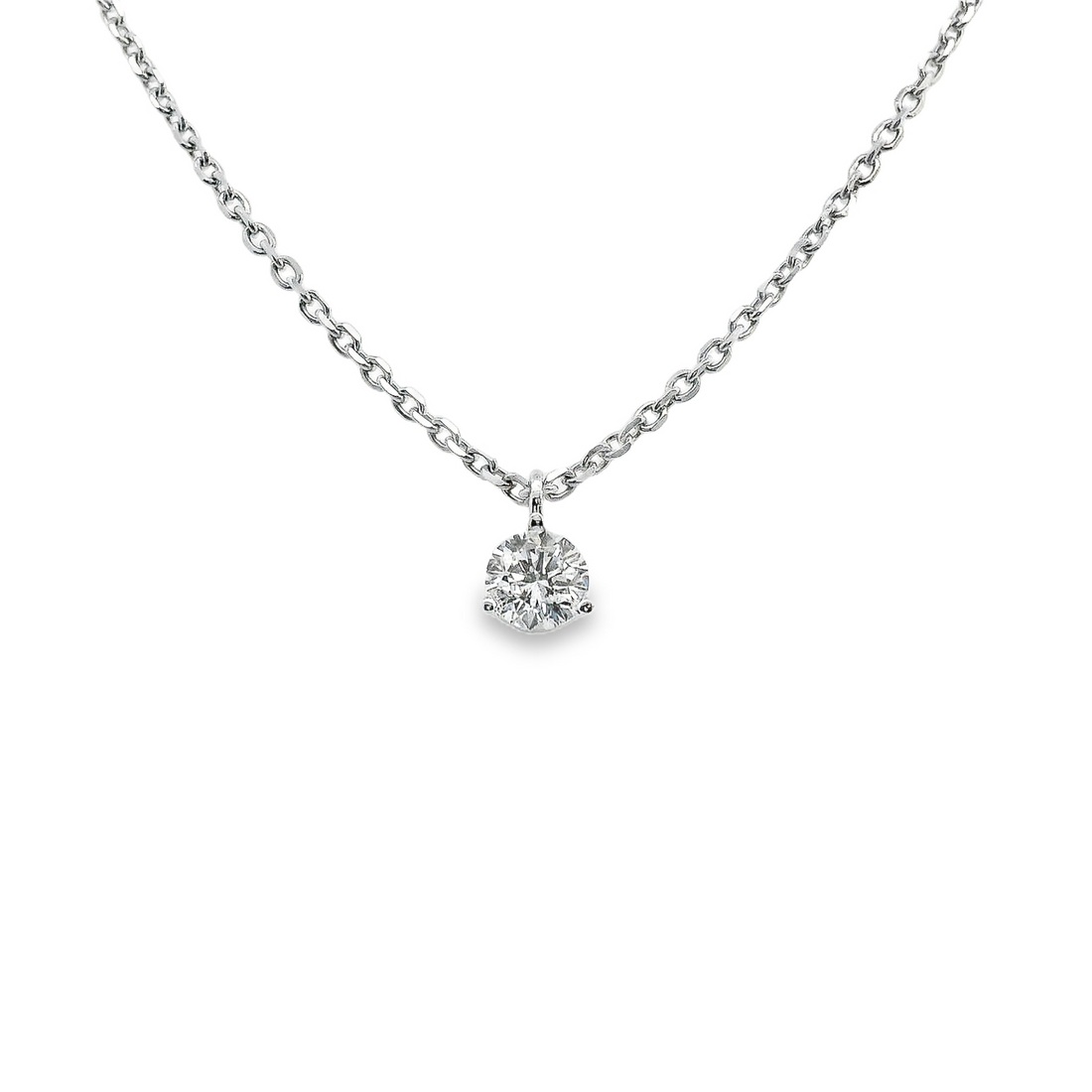 14kt White Gold Lab-Grown Round Diamond Solitaire Pendant (.53ct)