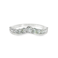 14kt White Gold Natural Round Diamonds Curved Wedding Ring (.60ct)