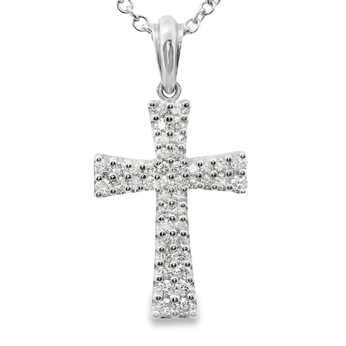 18kt White Gold Natural Diamond Cross Pendant (0.49ct)
