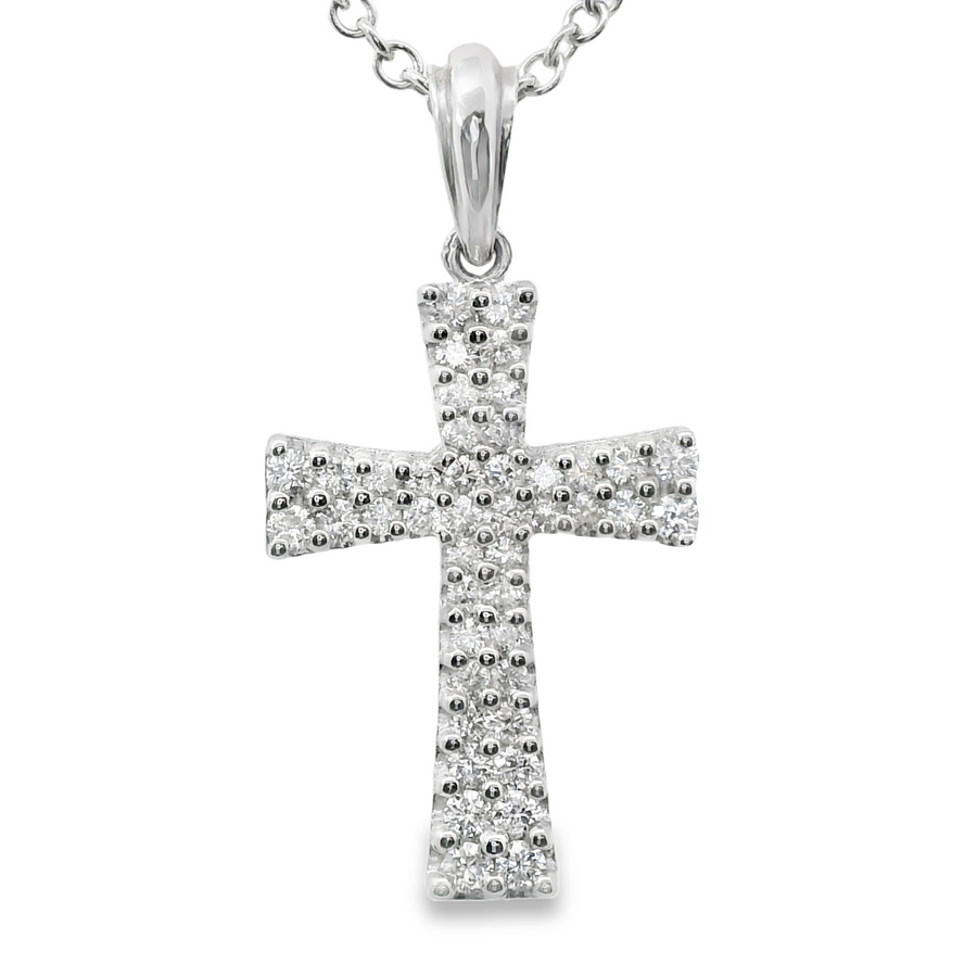 18kt White Gold Natural Diamond Cross Pendant (0.49ct)