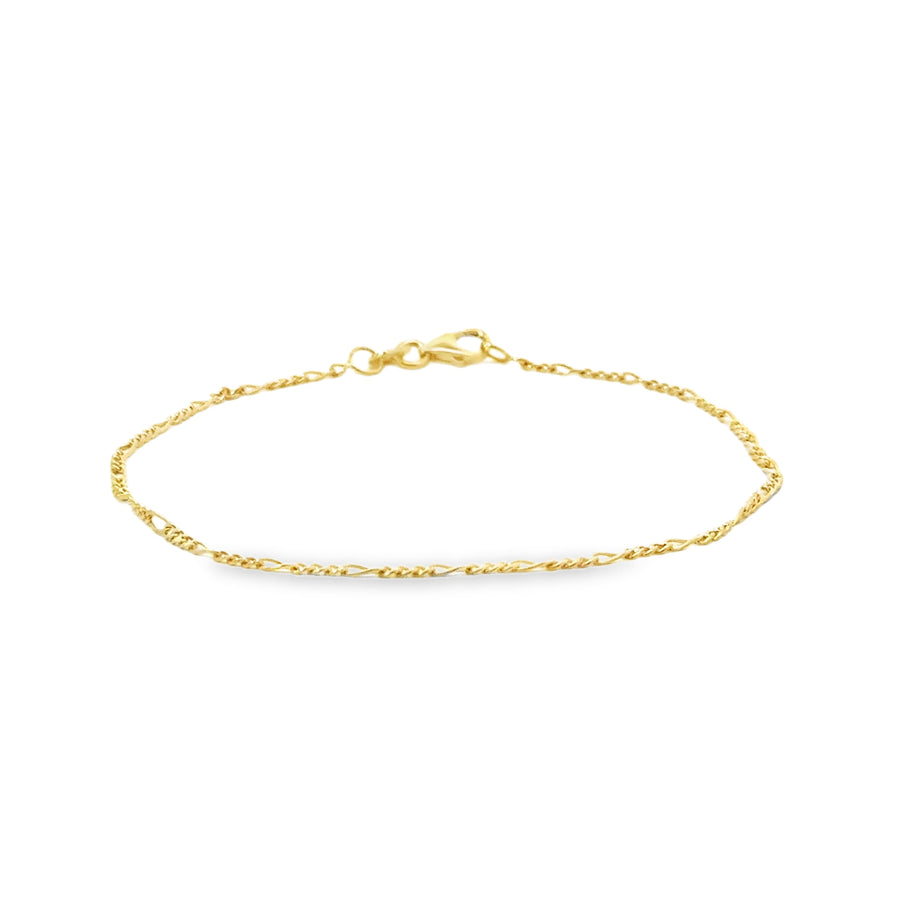 14K Yellow Gold 7" 1.48mm Figaro Style Bracelet (1.06g)