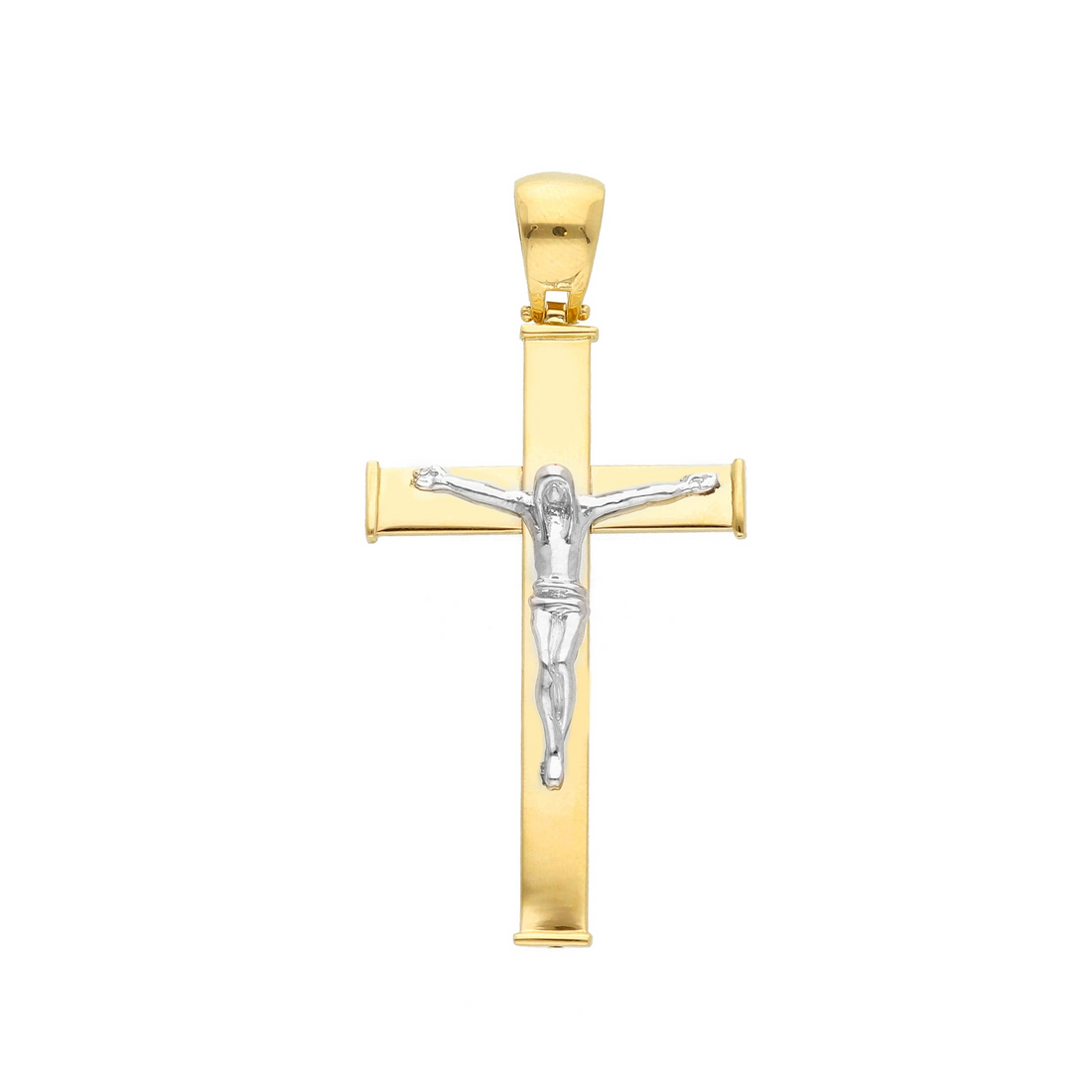 14K Two Tone Gold Crucifix Pendant (4.1g)