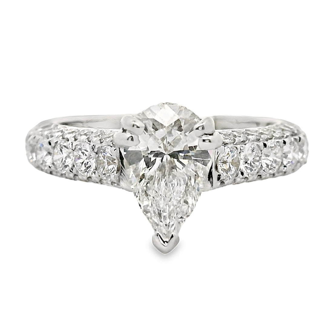 18kt White Gold Natural Pear Brilliant Diamond Engagement Ring (2.59ct)