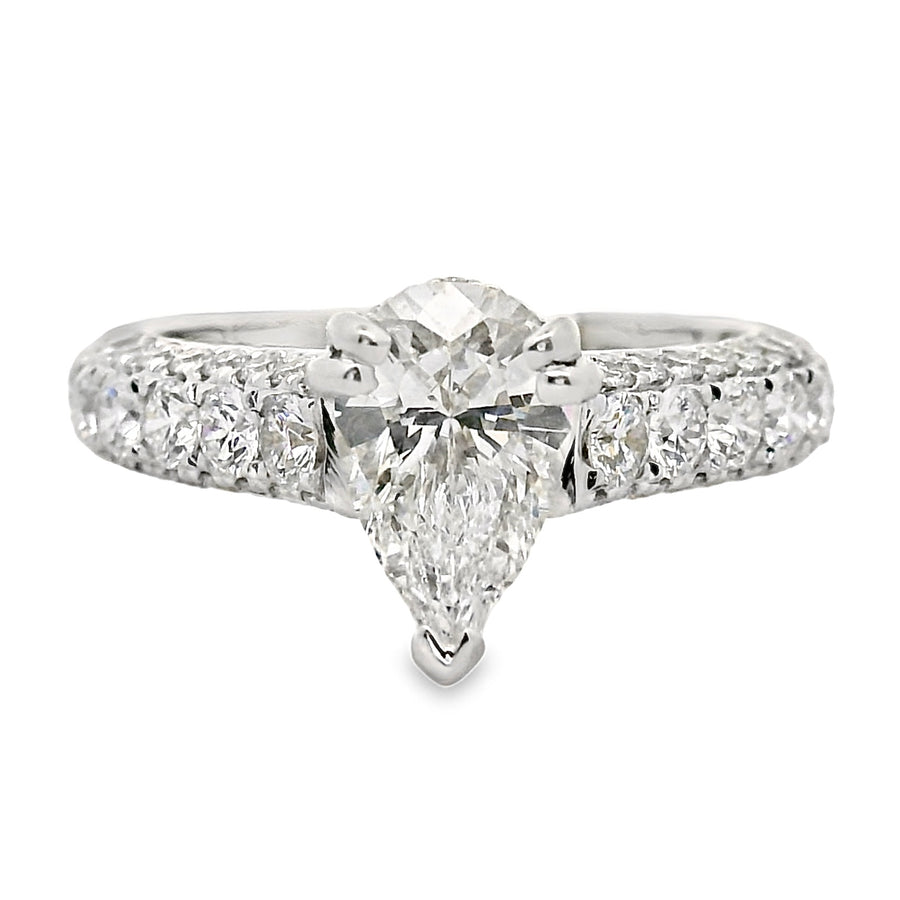 18kt White Gold Natural Pear Brilliant Diamond Engagement Ring (2.59ct)