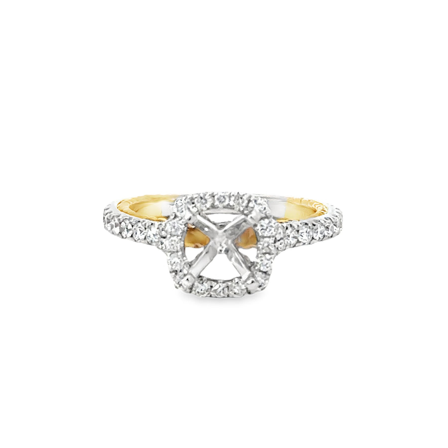 18kt White Gold Halo Natural Diamonds Semi-Mount Ring (0.69ct)