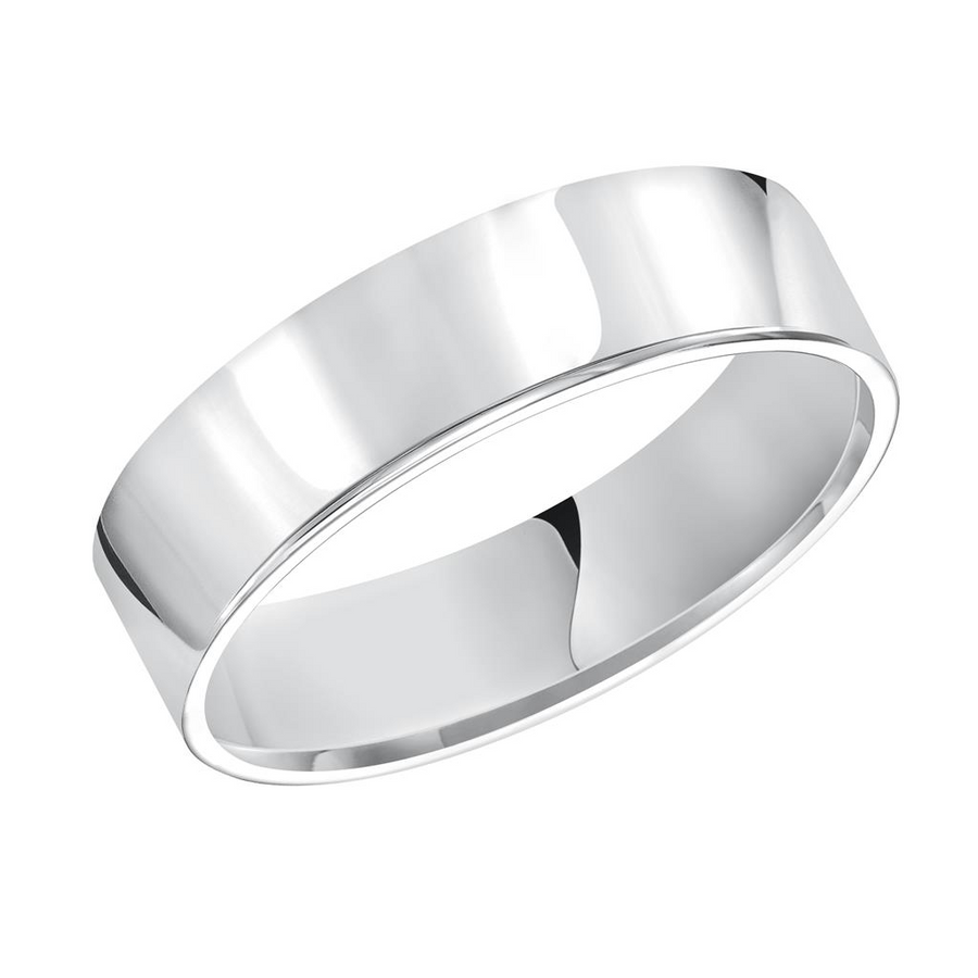 Goldman 14kt White Gold 5mm Flat Polished Wedding Band