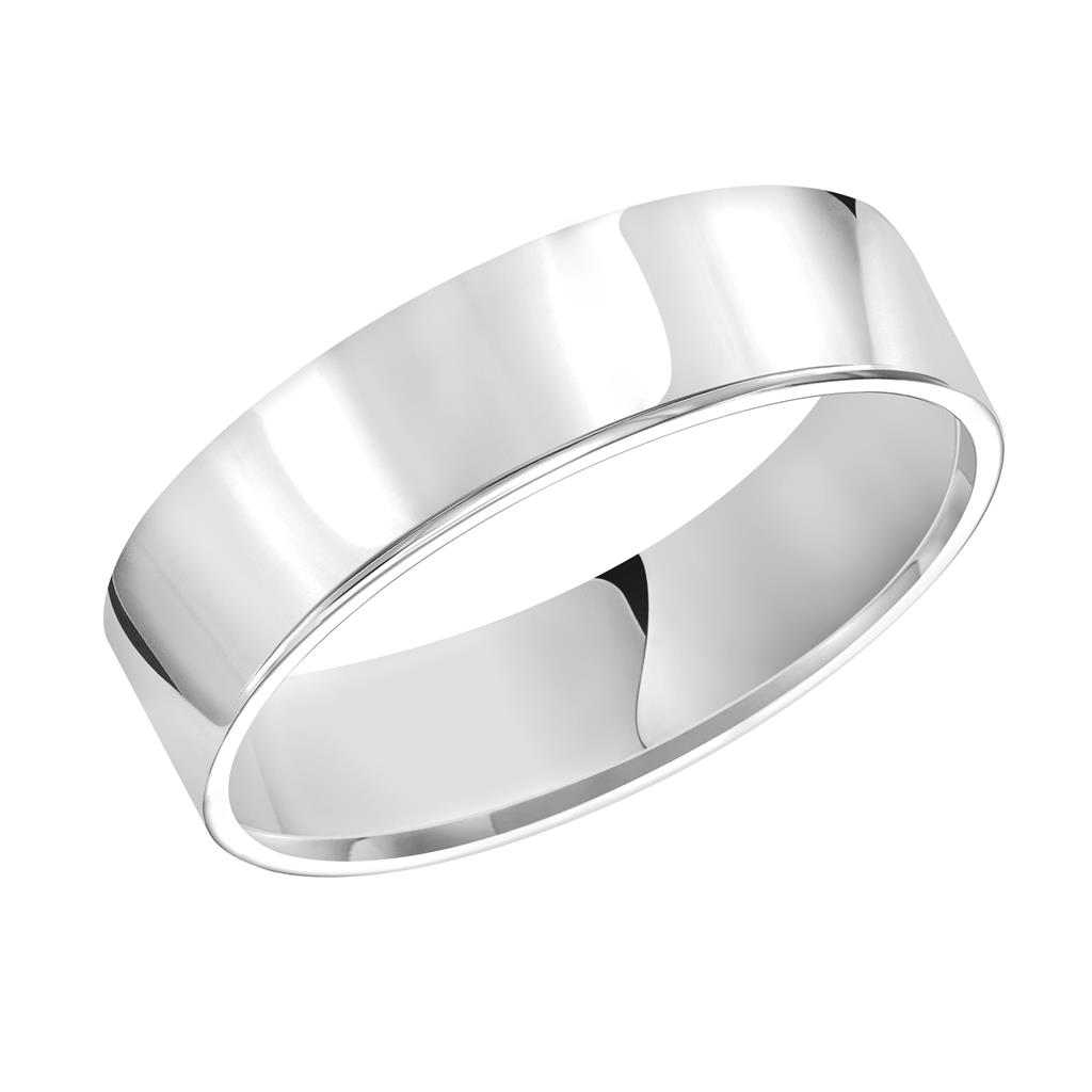 Goldman 14kt White Gold 7mm Flat Polished Finish Ring