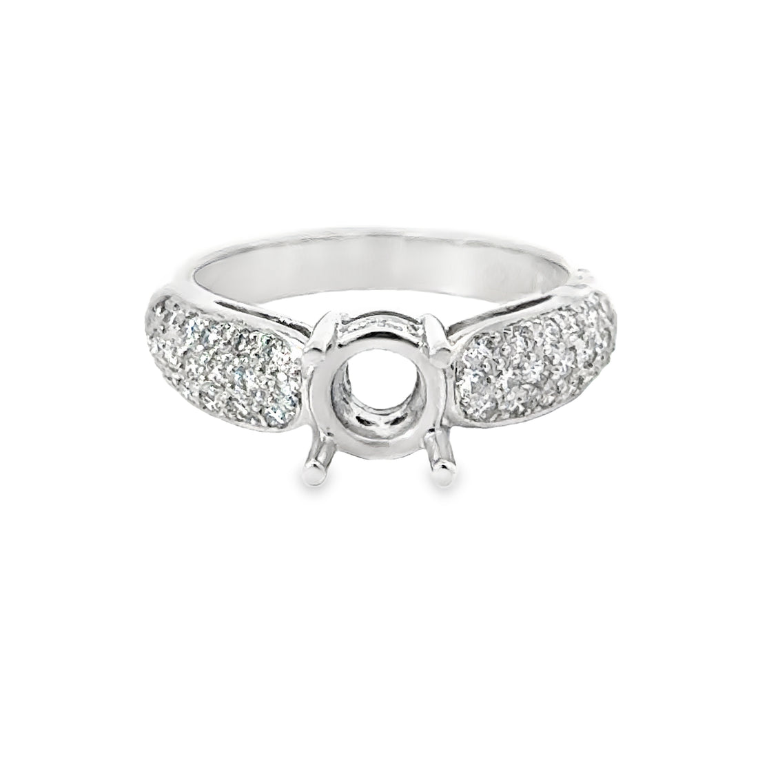 18kt White Gold Pave Natural Diamonds Semi-Mount Ring (0.56ct)