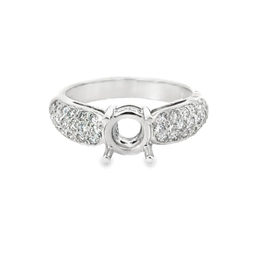 18kt White Gold Pave Natural Diamonds Semi-Mount Ring (0.56ct)