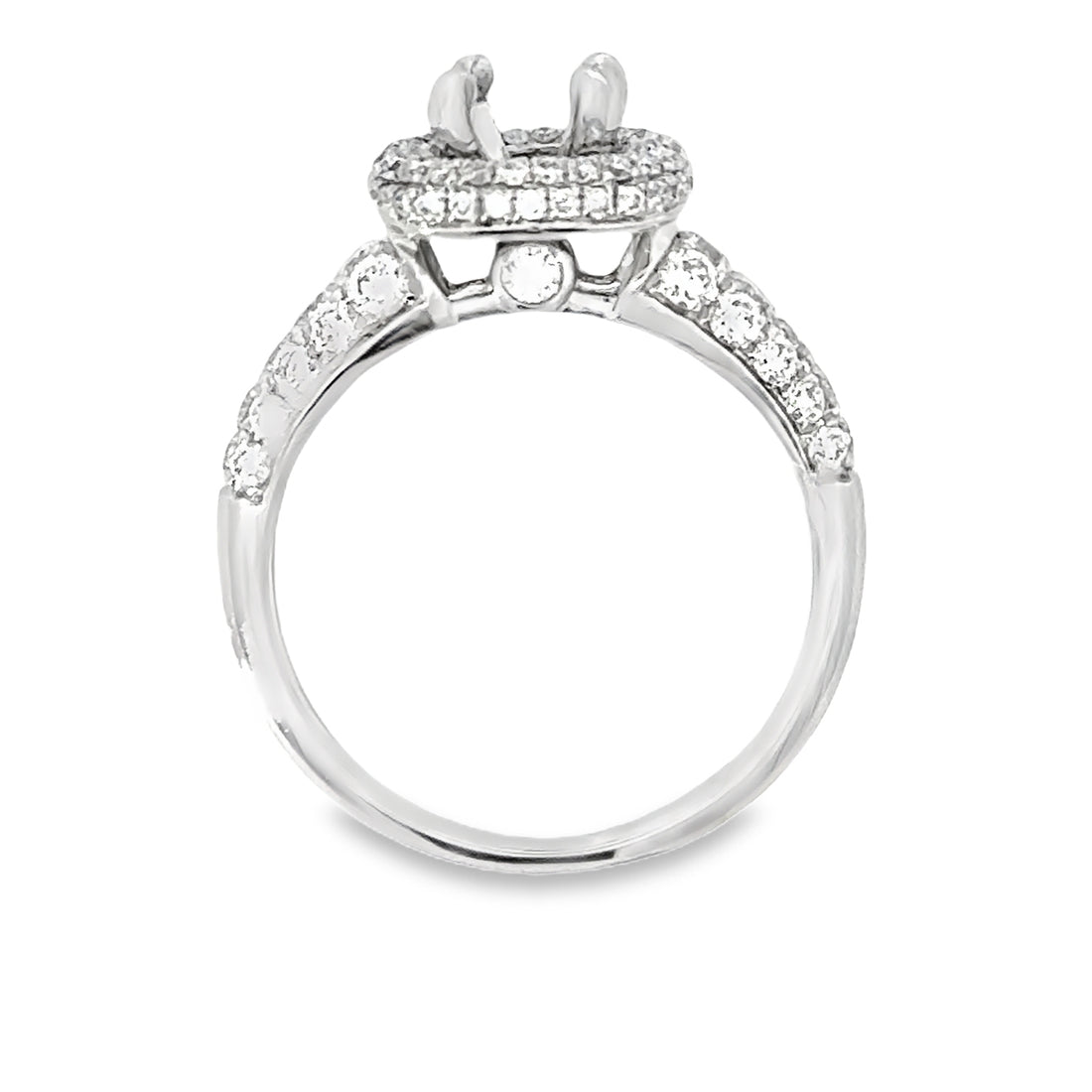 18kt White Gold Halo Natural Diamonds Semi-Mount Ring (1.02ct)