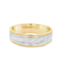 Artcarved 14kt Two-Tone 6mm Diagonal Engraved Design Wedding Band