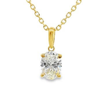 18kt Yellow Gold Lab-Grown Oval Diamond and Natural Round Diamonds Pendant (2.09ct)
