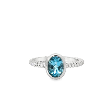 14kt White Gold Oval Natural Blue Topaz and Ring (1.43ct)