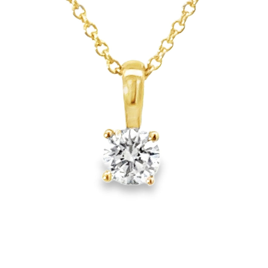 14kt Yellow Gold Lab-Grown Round Solitaire Diamond Pendant (.32ct)