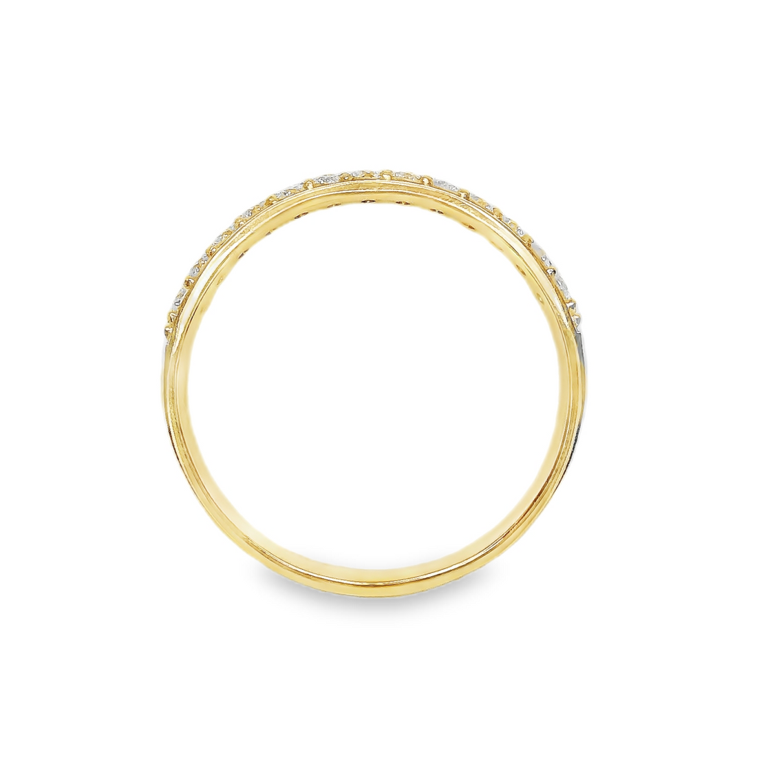 18kt Yellow Gold Natural Round Diamonds and Emeralds Contemporary Ring (.66ct)