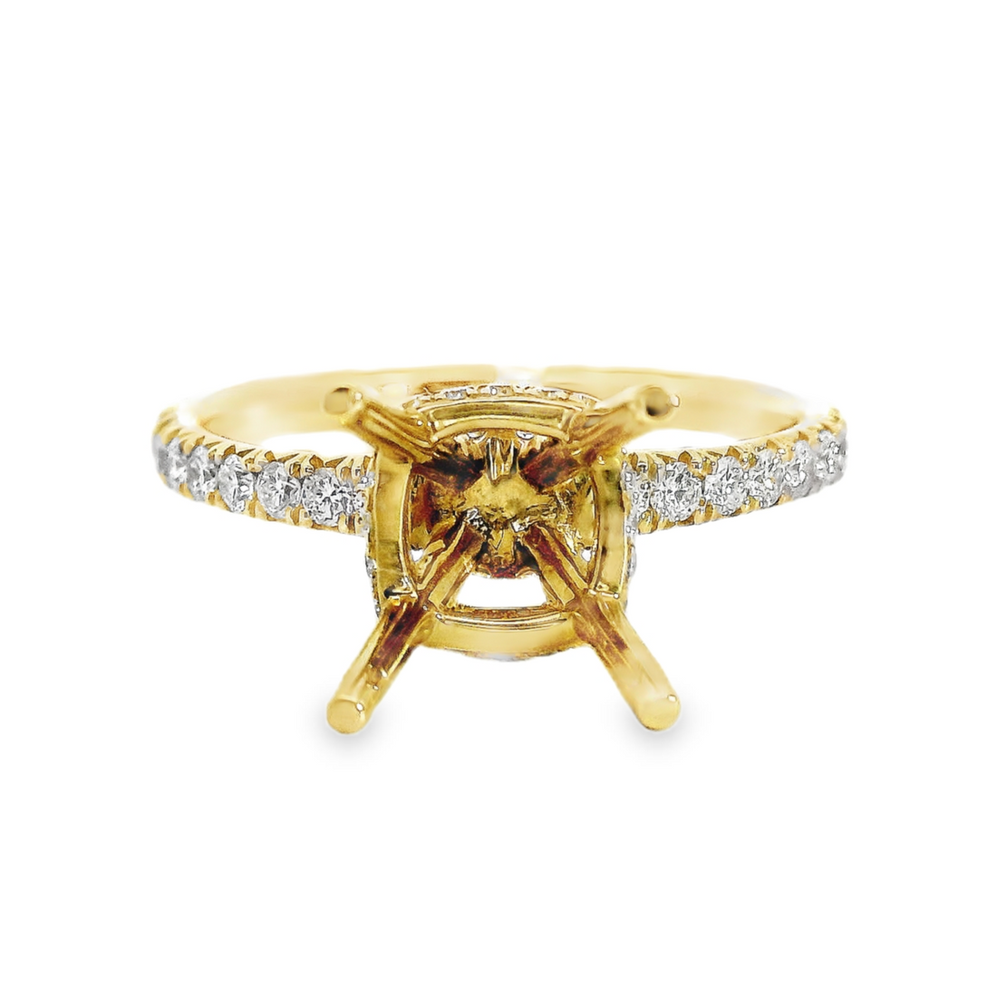 18kt Yellow Gold Natural Round Diamond Semi-Mount Ring (.50ct)