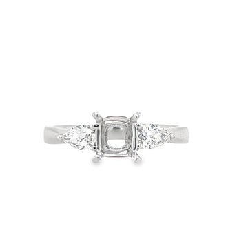 18K White Gold Pear Shaped Diamond Semi-Mount Ring (.38ct)